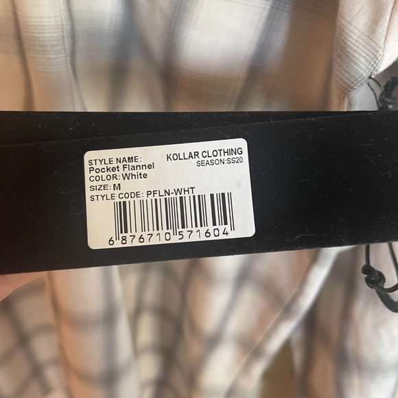 NWT Medium (fits L) Kollar white pocket flannel button down - Picture 3 of 6